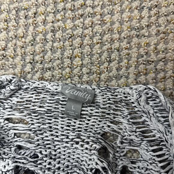 vintage y2k black & gray distressed off the shoulder crochet sweater - Picture 6 of 6